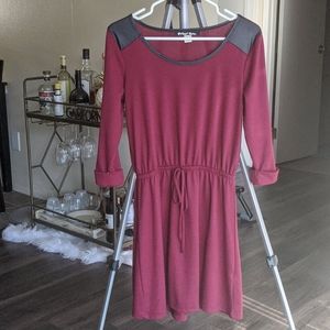 Planet Gold burgundy tie waist dress, size M